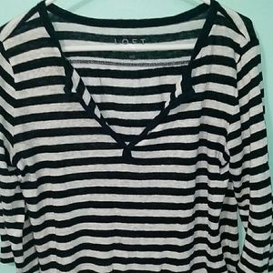 Navy blue and white striped long sleeve tshirt